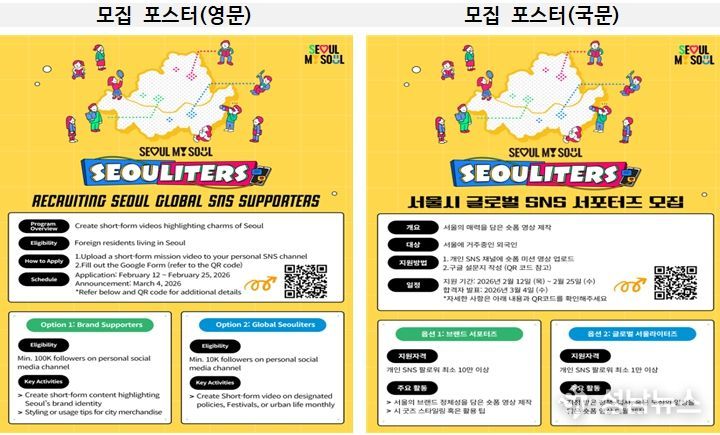 서울시 글로벌 SNS 서포터즈 모집 포스터