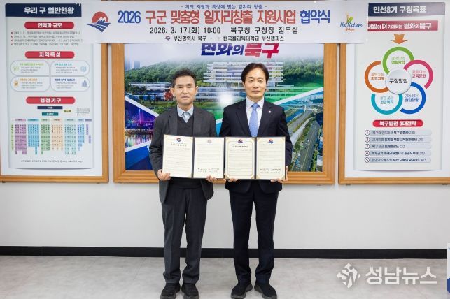 부산 북구, 2026년 구·군 맞춤형 일자리창출 지원사업 공모 선정